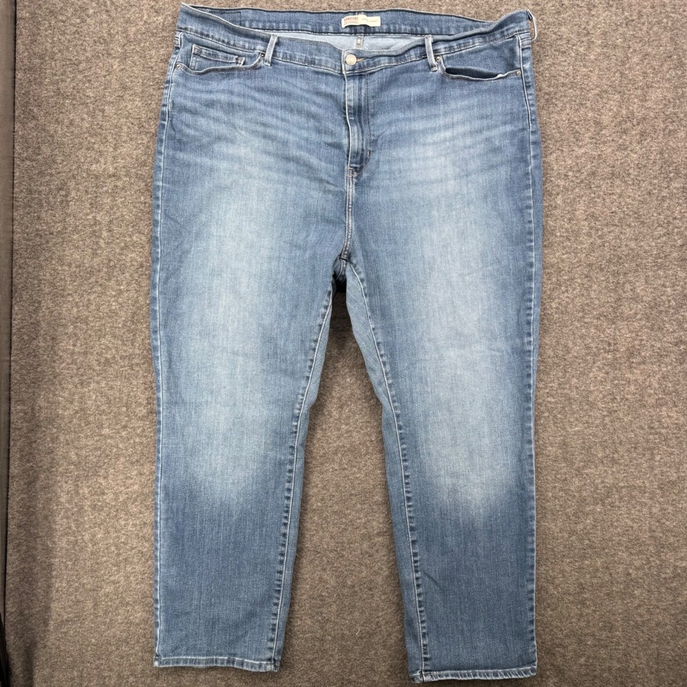 Signature Levi Strauss High Rise Straight Leg Jeans Medium Wash Blue Womens 22W